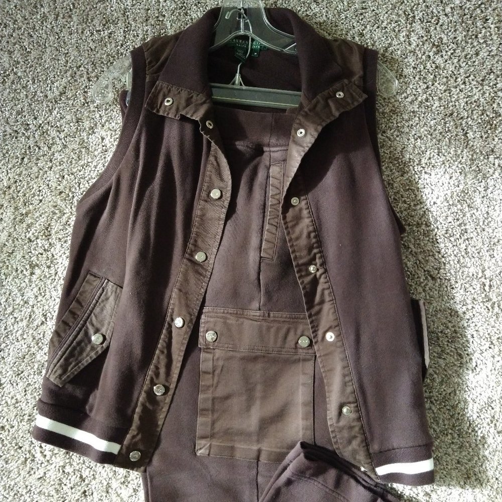 Brown Lauren Active Pants Small & Vest Medium
